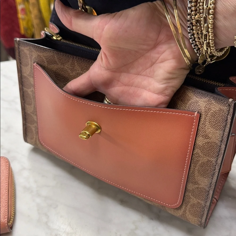 Coach Parker 18 Color Block Signature Canvas Convertible Handbag and Wallet - Picture 10 of 16